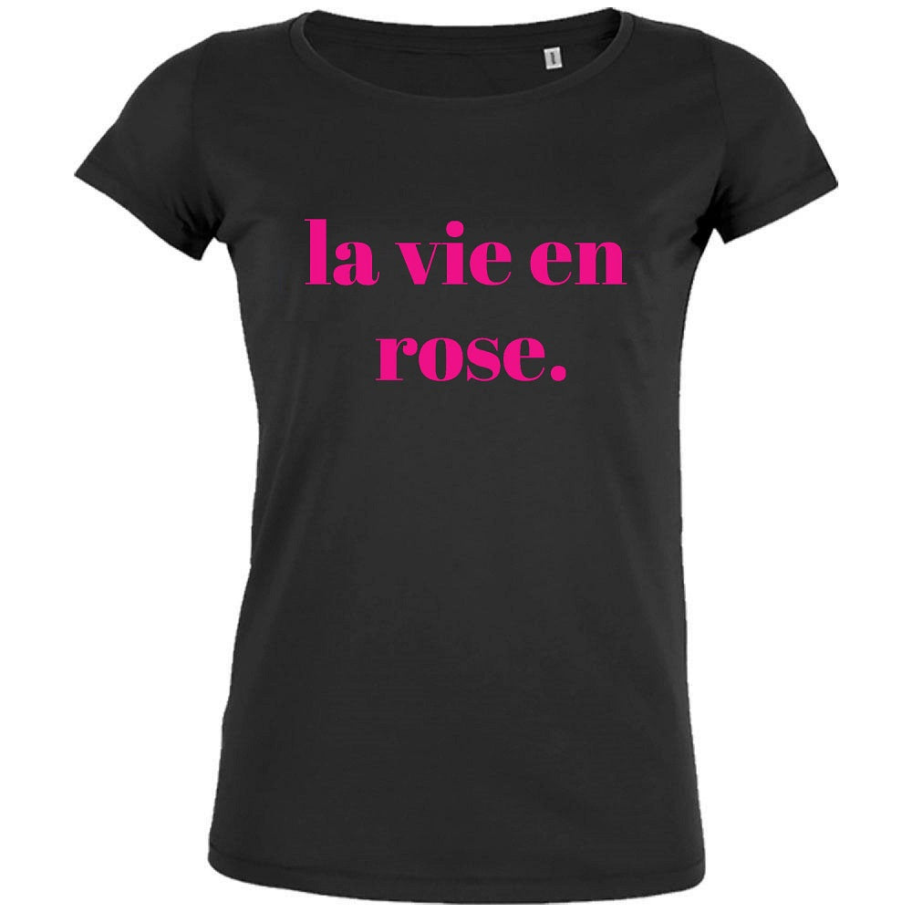 La Vie en Rose Women's Organic Tee (Black) - BIG FRENCHIES