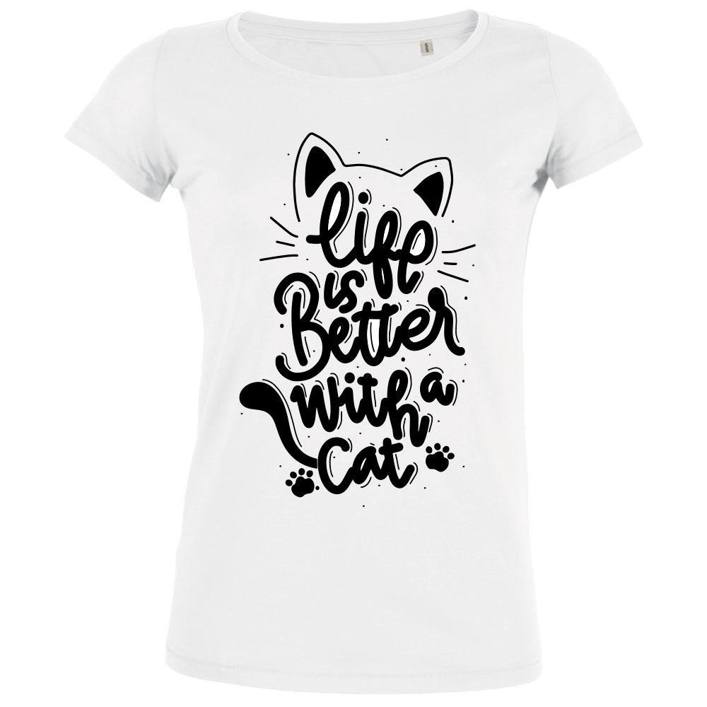 Life Is Better With A Cat Women's Organic Tee - BIG FRENCHIES