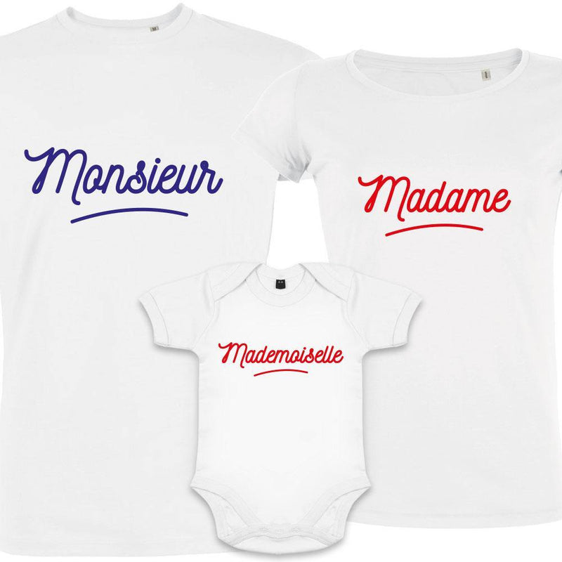 Madame Monsieur Petit Mademoiselle Matching Family Organic Tees (Set of 3) - BIG FRENCHIES