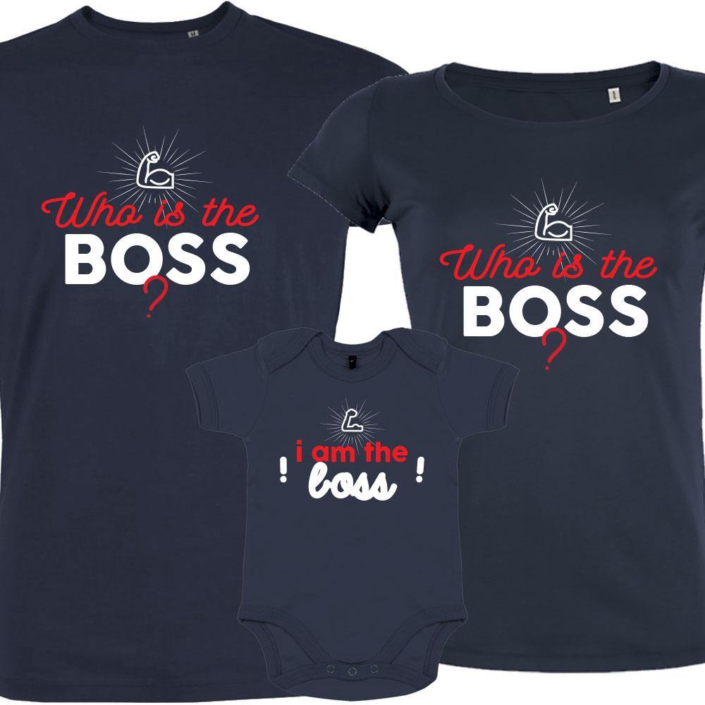 Who Is The Boss Matching Organic Tees (Set of 3) - BIG FRENCHIES